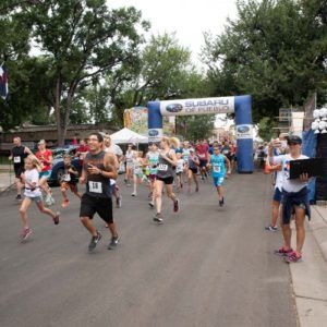 Starting line with runners of the Stampede 5K Race at the Colorado State Fair & Rodeo!