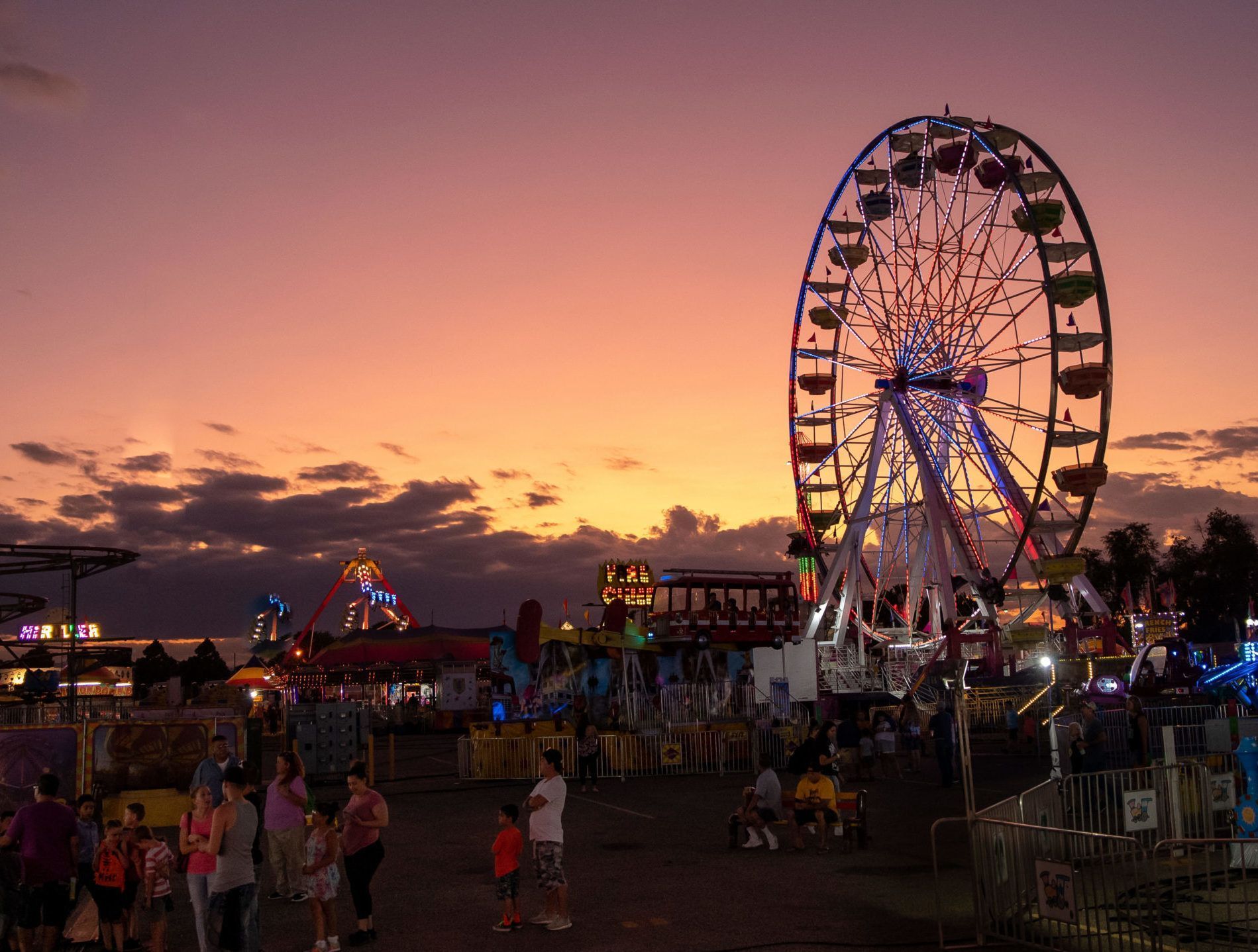 The Ferris Wheel at the Colorado State Fair at dusk