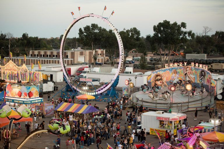 view of the Colorado State Fair rides from up high