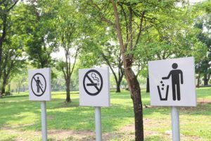signs in park with rules