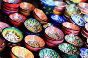 Hand painted ceramic bowls at the Colorado State Fair