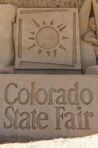 Colorado State Fair logo sand sculpture